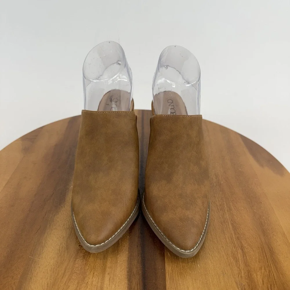 New NWOB Womens Abound Maya Brown Faux Leather Slip On Heeled Mules Size 6 M - Picture 1 of 8
